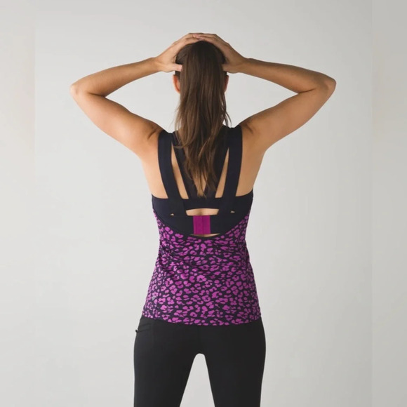 Lululemon Super Sport Tank in Mini Cherry Cheetah Ultra Violet Naval Blue Size 6 - Picture 5 of 8